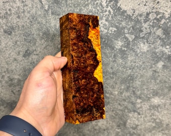 Gestabiliseerd tweekleurig Amboyna exotisch houtblok, op maat gemaakt messenhandvat materiaal #71