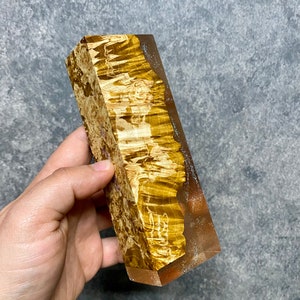 Dyed And Stabilized Resin Art Semi Transparent Maple Burl Hybrid Block
