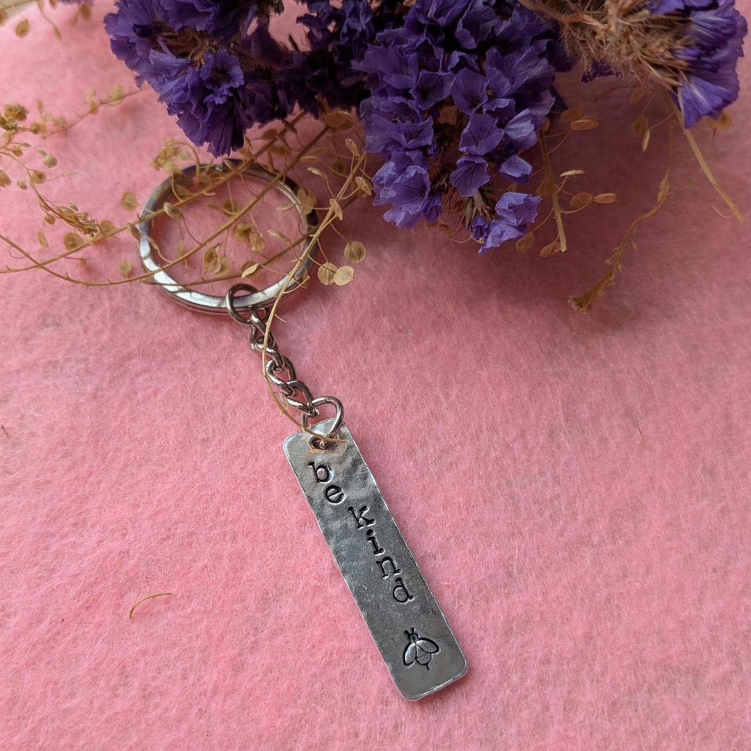 Be Kind Keychain | Hand Stamped Metal Keyring - Etsy