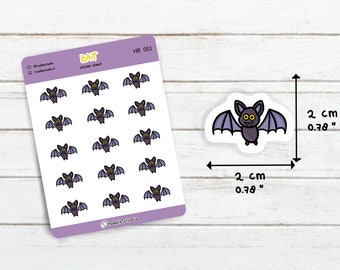 Halloween bat sticker sheet - HB001 - flying bat planner stickers, halloween bat bujo sticker, bat stationery, toddler sticker sheet, kawaii