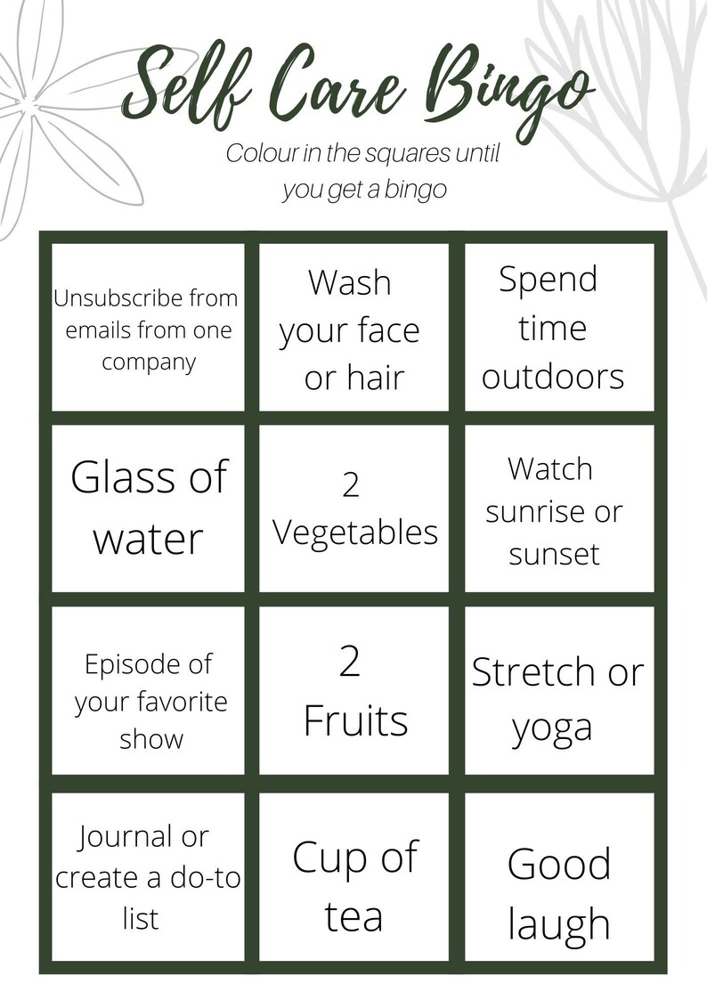 Self Care Bingo Daily Weekly Part 2 | Etsy