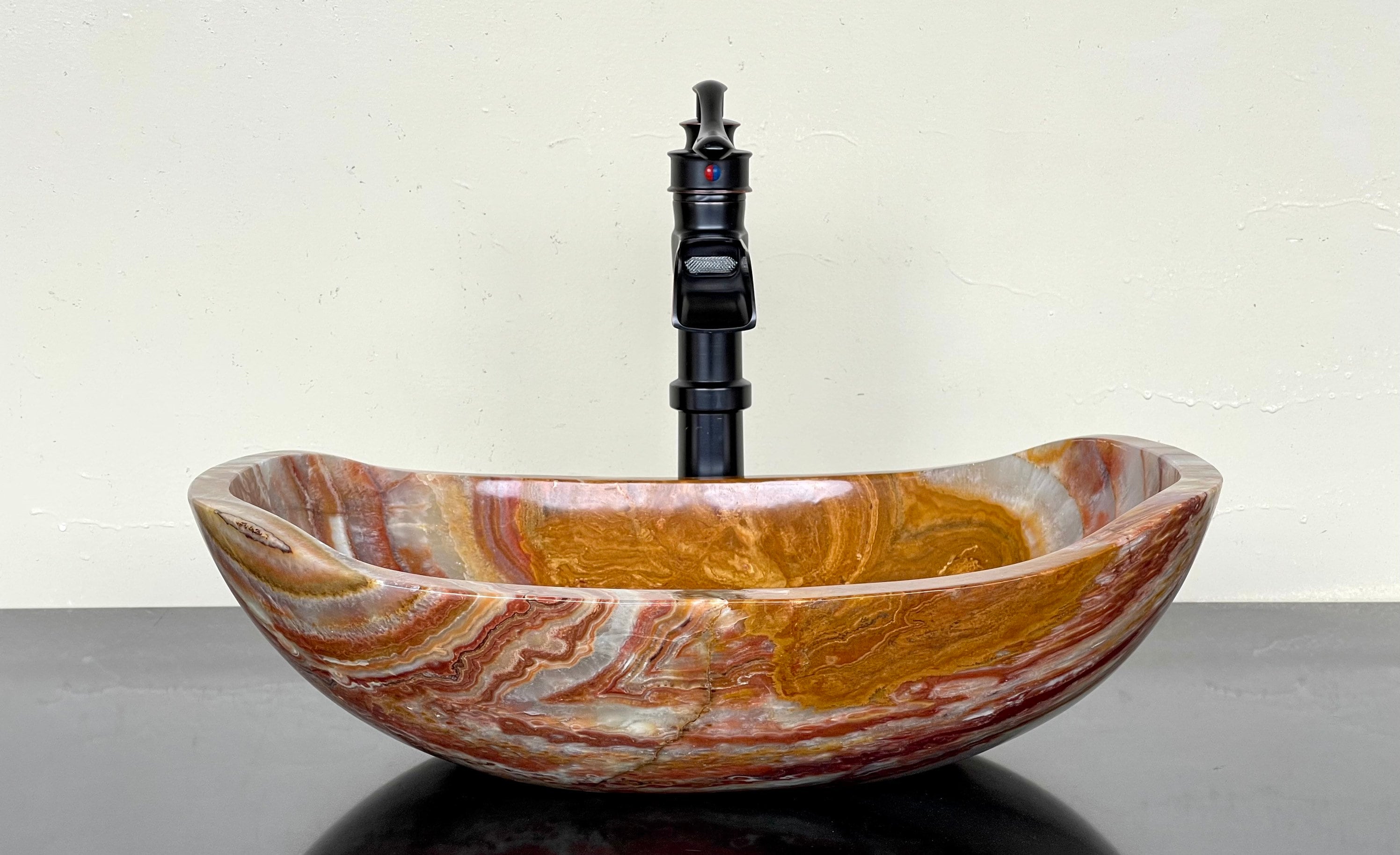 Natural Stone Sink Onyx Hand Carved Vessel Sink Vanity Bathroom Sink Handmade