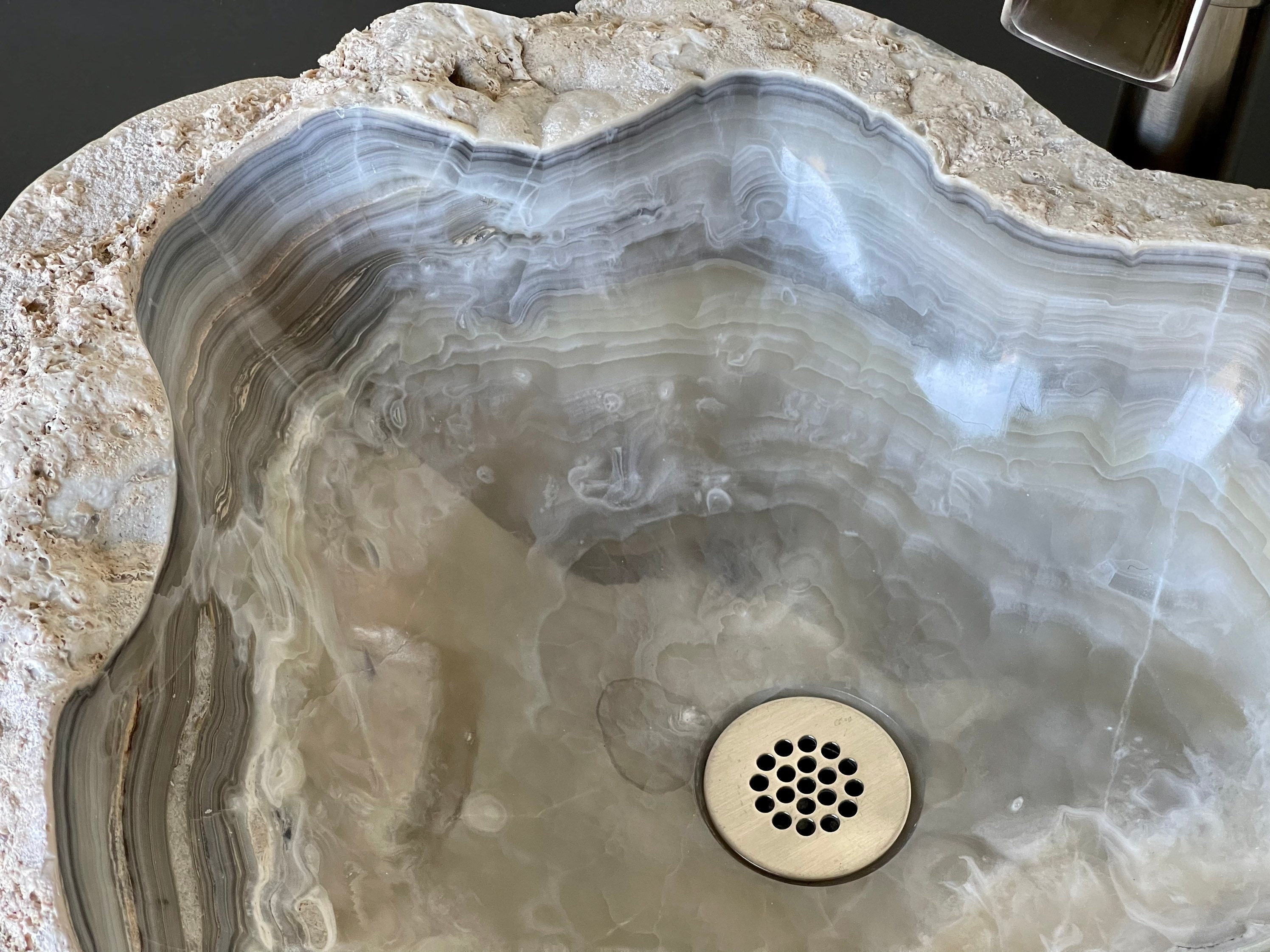 Natural Stone Sink Onyx Sink Rustic Travertine Marble Hand Carved Vessel Sink Vanity