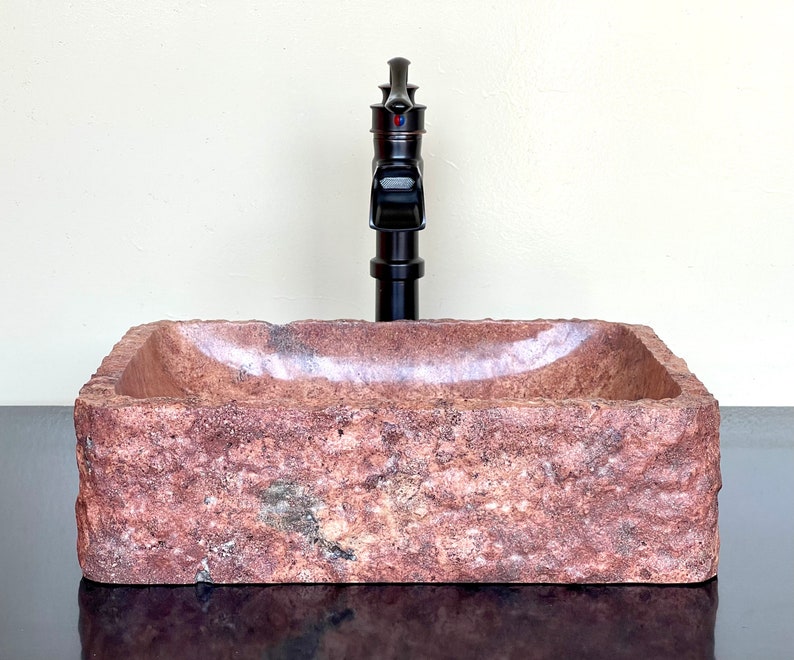Natural Stone Sink - Rustic Travertine Marble - Hand Carved Vess Natural Stone Sink - Rustic Travertine Marble - Hand Carved Vess