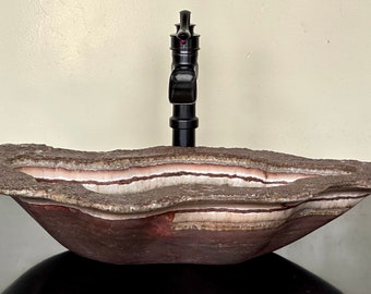 Natural Stone Sink - Onyx Sink - Rustic Travertine Marble - Hand Carved Vessel Sink - Vanity Bathroom Sink - Handmade