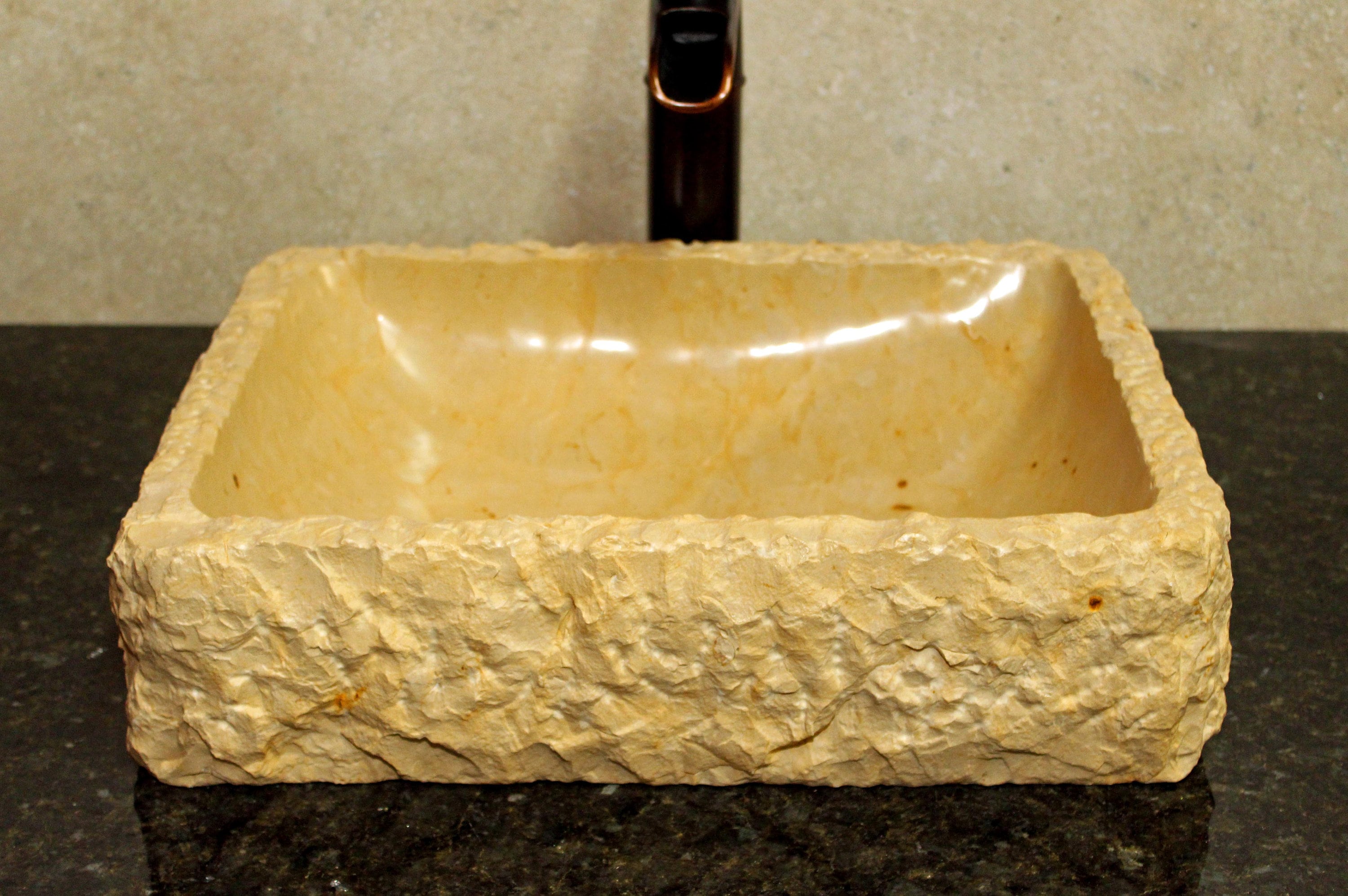 Natural Stone Sink Rustic Travertine Marble Hand Carved Vessel Sink