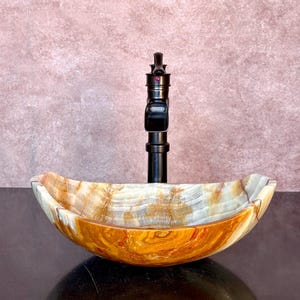 Natural Stone Sink - Travertine Marble - Hand Carved Vessel Sink - Vanity Bathroom Sink - Handmade