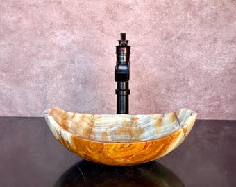 Natural Stone Sink - Travertine Marble - Hand Carved Vessel Sink - Vanity Bathroom Sink - Handmade