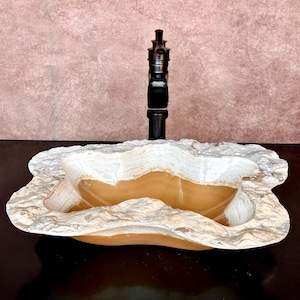 Hand Carved Onyx Stone Sink: Rustic Bathroom Vessel Sink