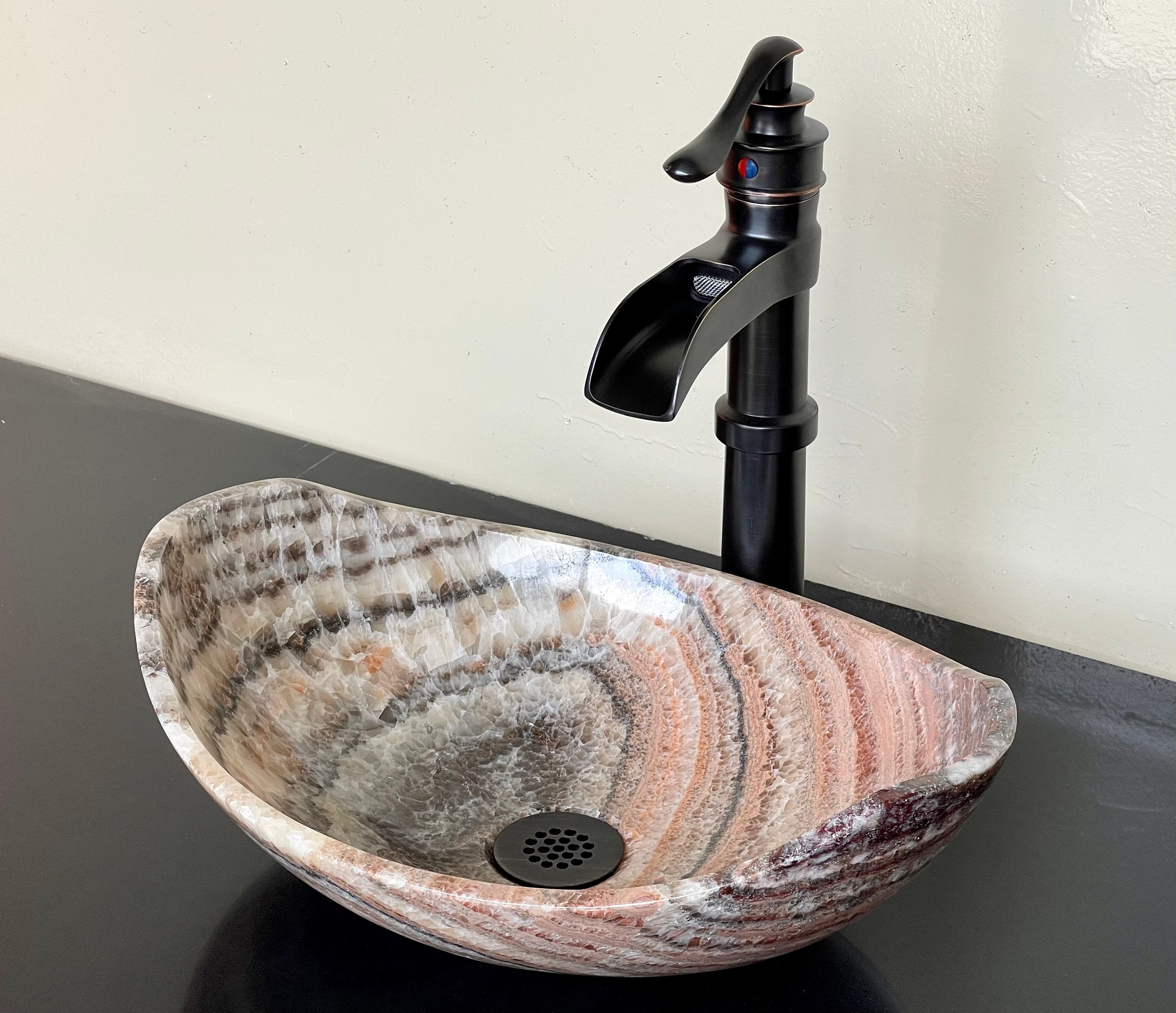 Natural Stone Sink Onyx Hand Carved Vessel Sink Vanity Bathroom