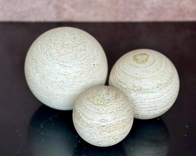 Hand-Carved Travertine Sphere | Natural Marble Ball | Elegant Home Decor | Housewarming Gift