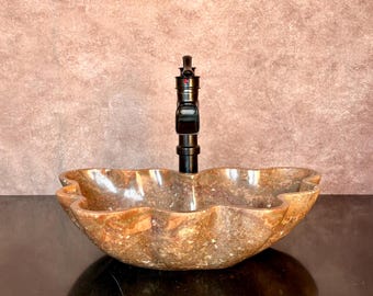 Natural Stone Sink - Onyx Sink - Rustic Travertine Marble - Hand Carved Vessel Sink - Vanity Bathroom Sink - Handmade