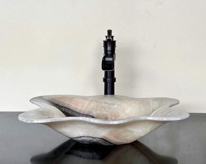 Natural Stone Sink - Onyx Sink - Rustic Travertine Marble - Hand Carved Vessel Sink - Vanity Bathroom Sink - Handmade