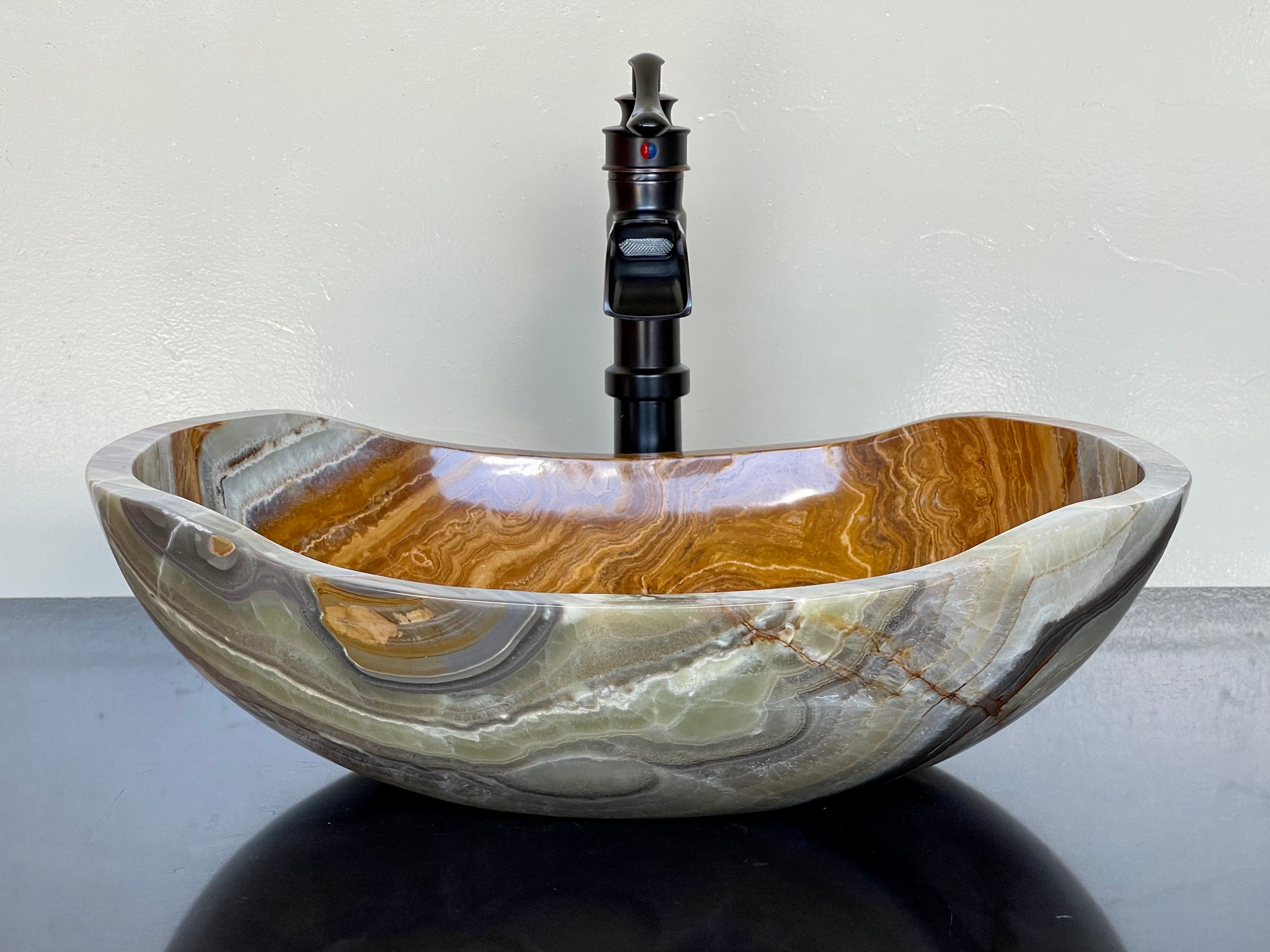 Natural Stone Sink Onyx Hand Carved Vessel Sink Vanity Bathroom