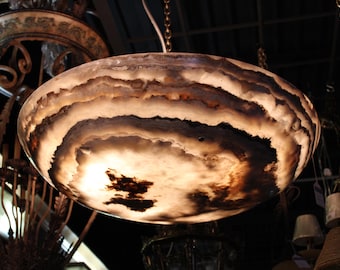 Onyx Stone Pendant Light – Hand-Carved Single-Piece Ceiling Fixture