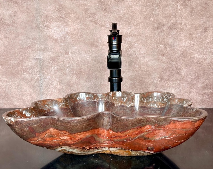 Natural Stone Sink - Onyx Sink - Rustic Travertine Marble - Hand Carved Vessel Sink - Vanity Bathroom Sink - Handmade