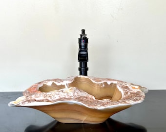 Natural Stone Sink - Onyx Sink - Rustic Travertine Marble - Hand Carved Vessel Sink - Vanity Bathroom Sink - Handmade