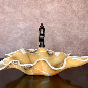 Hand Carved Onyx Stone Sink: Rustic Bathroom Vessel Sink