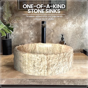 Bathroom Vessel Sink Stone Basin Vanity Rustic Travertine Marble Basin