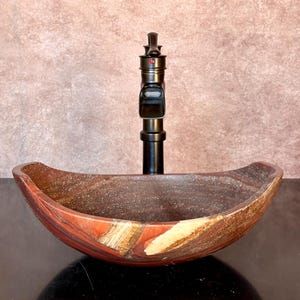 Lavabo de piedra natural - Mármol travertino - Lavabo tallado a mano - Lavabo de tocador para baño - Hecho a mano