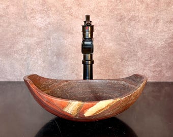 Lavabo de piedra natural - Mármol travertino - Lavabo tallado a mano - Lavabo de tocador para baño - Hecho a mano