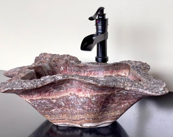Vanity Bathroom Sink Natural Stone Sink Handmade Hand Carved Vessel Sink Onyx