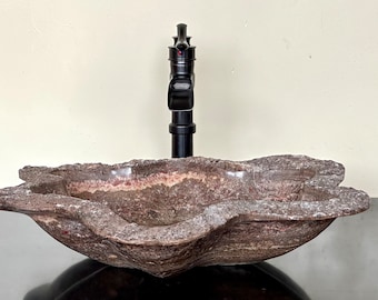 Natural Stone Sink - Onyx Sink - Rustic Travertine Marble - Hand Carved Vessel Sink - Vanity Bathroom Sink - Handmade