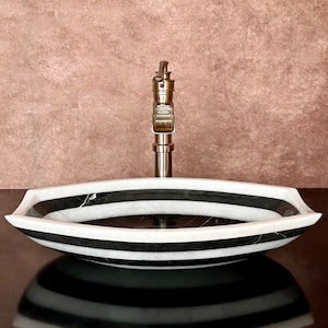 Natural Stone Sink - Marble - Hand Carved Vessel Sink - Vanity Bathroom Sink - Handmade