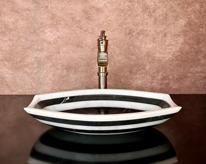 Natural Stone Sink - Marble - Hand Carved Vessel Sink - Vanity Bathroom Sink - Handmade