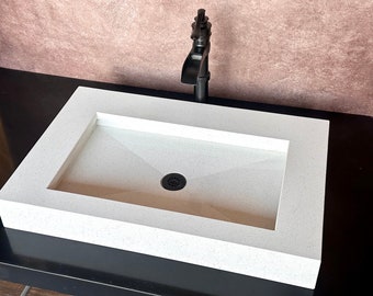Custom Quartz Sink, Sink Integrated Custom Quartz Countertop, Bathroom Sink, Bathroom Vanity Top, Quartz Vanity Top, Vessel sink