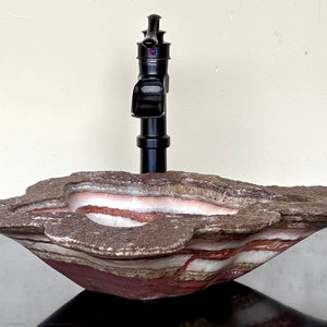 Hand Carved Onyx Vessel Sink: Rustic Bathroom Vanity Sink