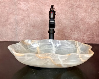 Natural Stone Sink - Onyx Sink - Rustic Travertine Marble - Hand Carved Vessel Sink - Vanity Bathroom Sink - Handmade