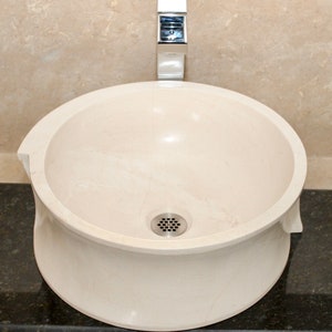 Natural Stone Sink - Rustic Travertine Marble - Hand Carved Vessel Sink - Vanity Bathroom Sink - Handmade