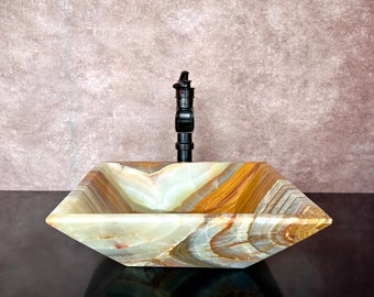 Natural Stone Sink - Onyx Sink - Hand Carved Vessel Sink - Vanity Bathroom Sink - Handmade