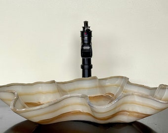 Natural Stone Sink - Onyx Sink - Rustic Travertine Marble - Hand Carved Vessel Sink - Vanity Bathroom Sink - Handmade