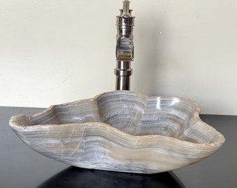 Natural Stone Sink - Onyx Sink - Rustic Travertine Marble - Hand Carved Vessel Sink - Vanity Bathroom Sink - Handmade