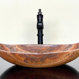 Natural Stone Sink - Travertine Marble - Hand Carved Vessel Sink - Vanity Bathroom Sink - Handmade