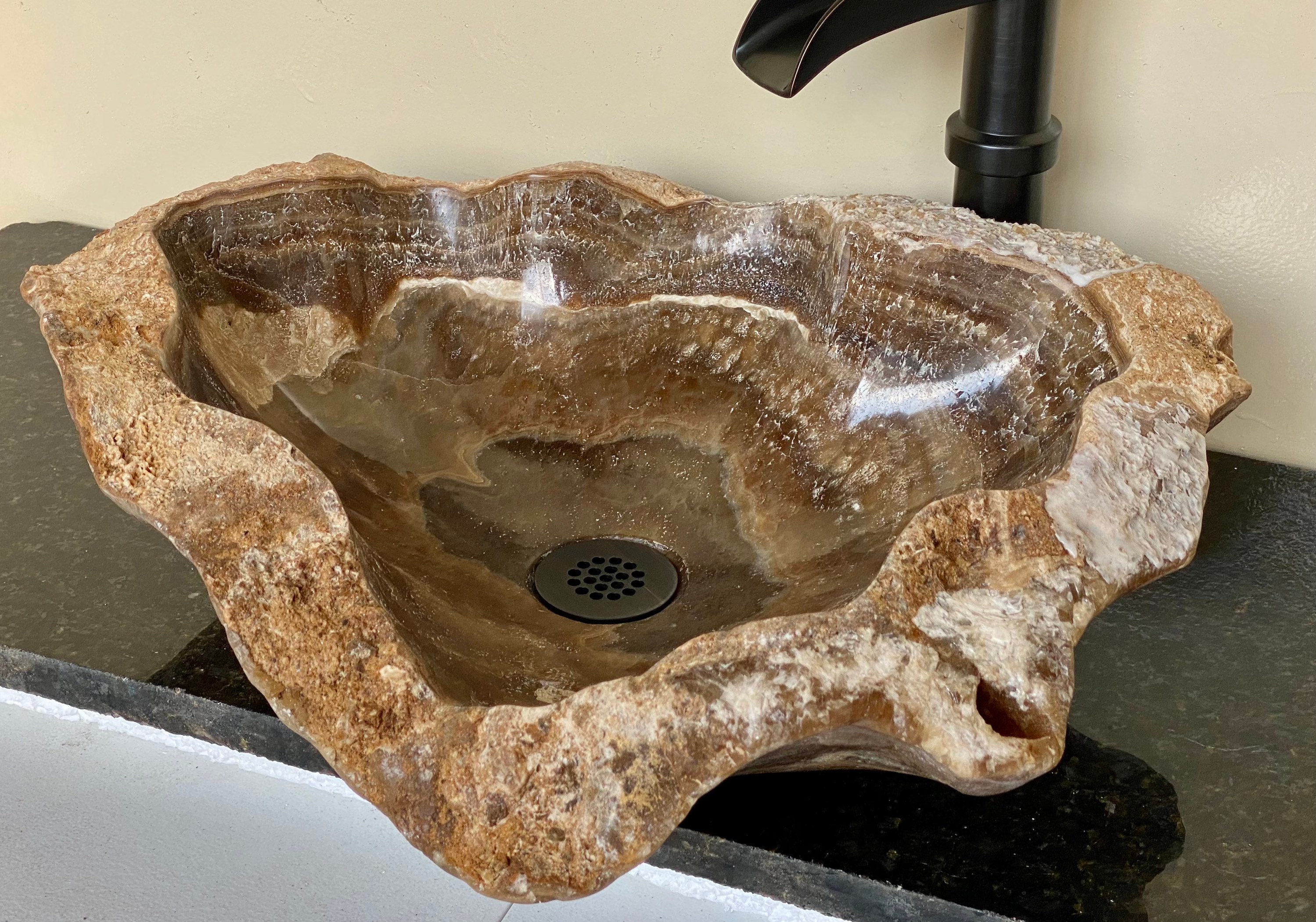 marble stone bathroom vessel sink