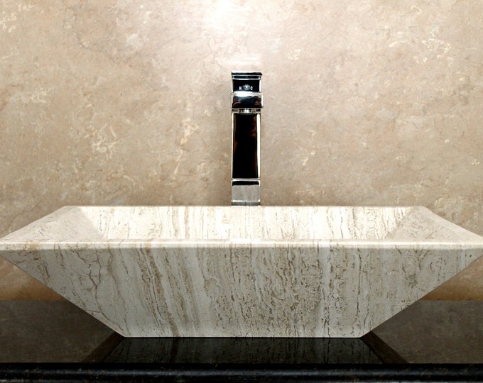 Natural Stone Sink - Vessel Sink - Travertine Marble - Hand Carved- Vanity Sink - Handmade