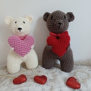 Crocheted Valentine Teddy Bear: Cotton Amigurumi Plush Toy