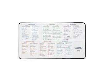 Linux Command Line Cheat Sheet Desk Mat | 100+ Terminal Commands | Sysadmin DevOps Gift | Programmer Mousepad XL 12x22
