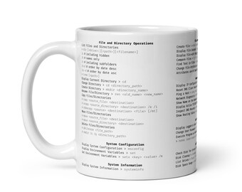 CMD Cheat Sheet Mug – Windows Command Line Reference | Programmer Gift, Developer Coffee Mug