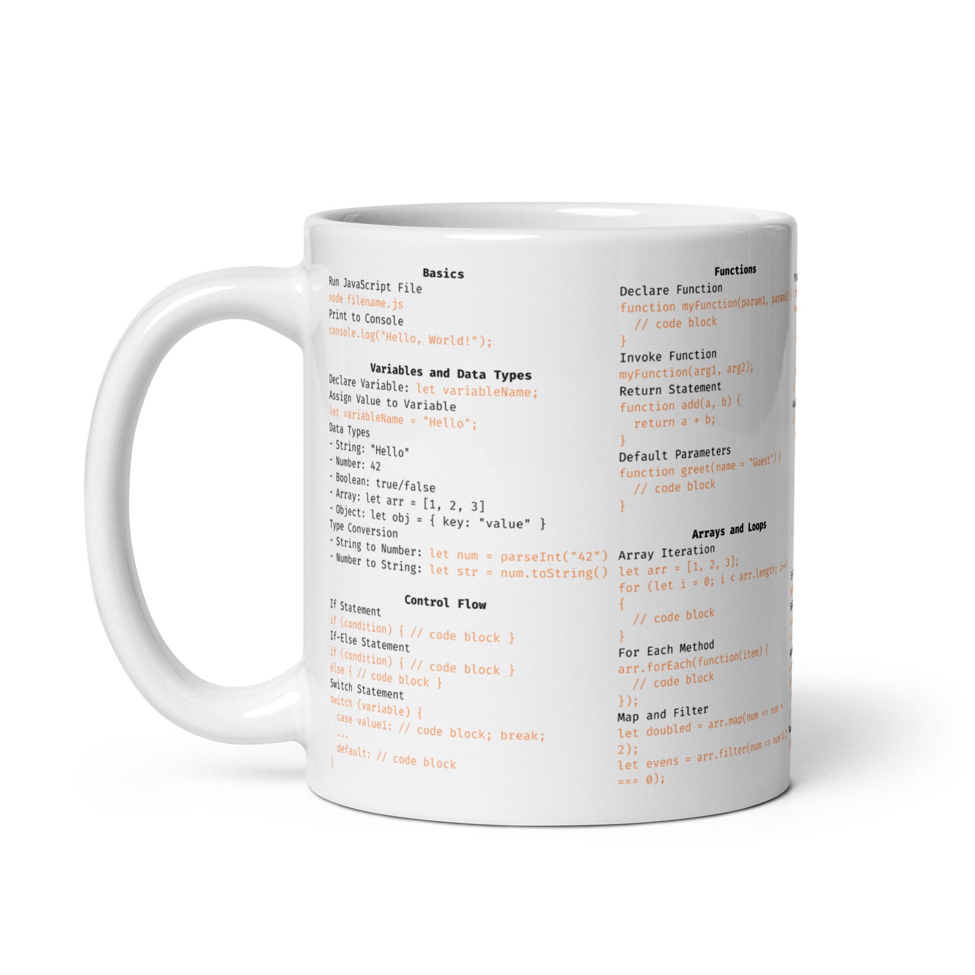 JAVASCRIPT Cheat Sheet MUG 40 Vanilla JS Commands and Concepts for ...