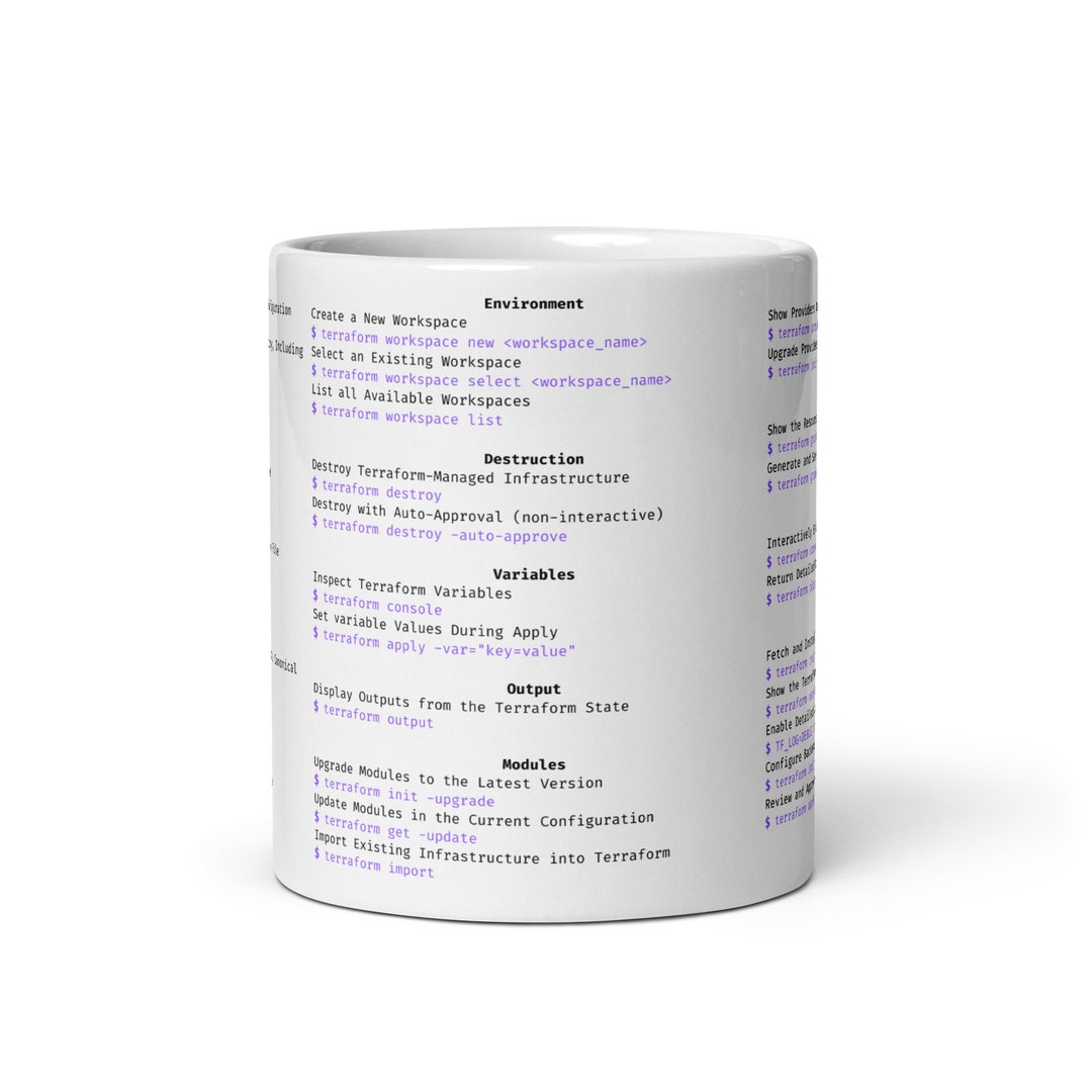 TERRAFORM Cheat Sheet MUG - Drinking Coffee Cup for Programmers and ...