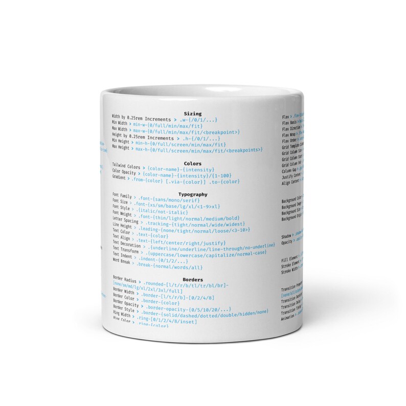 TAILWIND CSS Cheat Sheet MUG - Crafting Good Designs Rapidly