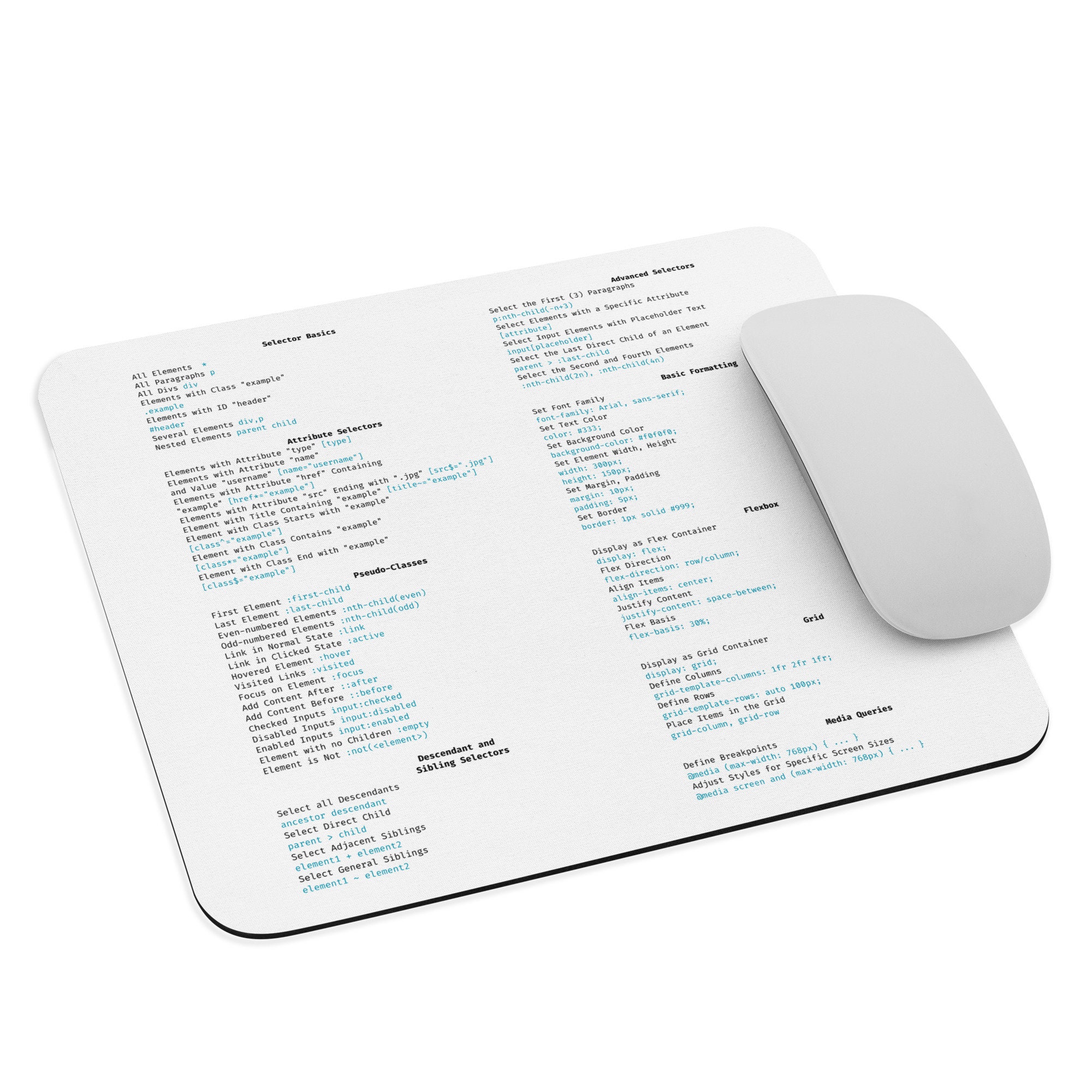 CSS Cheat Sheet MOUSE PAD - Etsy