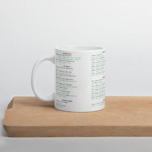 Git Command Cheat Sheet Mug for Developers - 30+ essential GIT commands