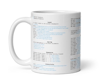 Tailwind CSS Cheat Sheet Mug – Frontend Developer Gift | 200+ Utility Classes Quick Reference