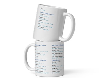 Electronics Cheat Sheet Mug – Electrical Engineer Gift | Ohm's Law, Resistor Color Code & Circuit Reference