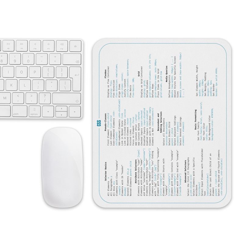 CSS Mouse Pad Cheat Sheet, Mouse Pads for Developers, Programmer Mouse ...